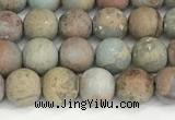 CNS346 15.5 inches 8mm round matte serpentine jasper beads