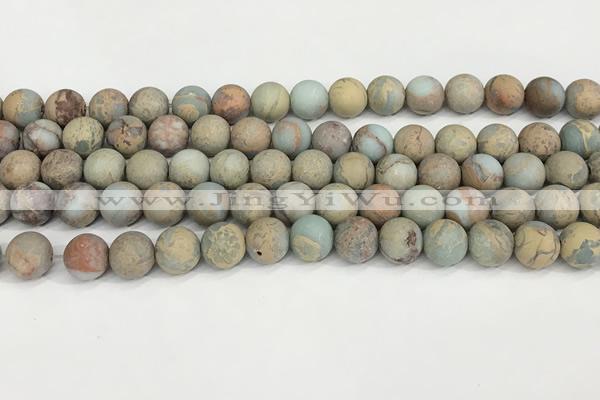 CNS348 15.5 inches 10mm round matte serpentine jasper beads