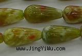 CNS618 15.5 inches 8*16mm teardrop green dragon serpentine jasper beads