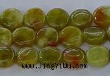 CNS619 15.5 inches 8mm flat round green dragon serpentine jasper beads