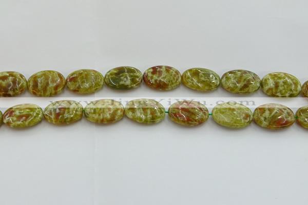 CNS634 15.5 inches 15*20mm oval green dragon serpentine jasper beads