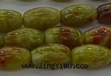 CNS641 15.5 inches 7*12mm rice green dragon serpentine jasper beads