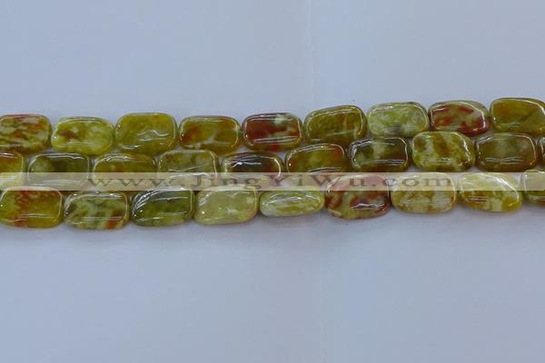 CNS672 15.5 inches 13*18mm rectangle green dragon serpentine jasper beads