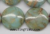 CNS84 15.5 inches 25mm flat round natural serpentine jasper beads