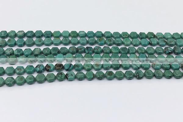CNT548 15.5 inches 6mm hexagon turquoise gemstone beads