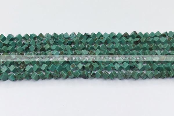CNT554 15.5 inches 4mm cube turquoise gemstone beads