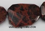 COB104 30*40mm twisted & faceted rectangle mahogany obsidian beads