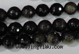 COB265 15.5 inches 10mm faceted round golden obsidian beads