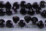 COB275 Top drilled 7*7mm faceted teardrop golden obsidian beads