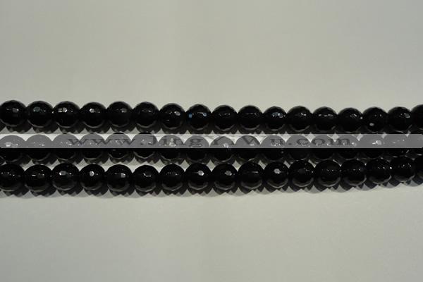 COB452 15.5 inches 8mm faceted round black obsidian beads