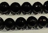 COB454 15.5 inches 12mm faceted round black obsidian beads