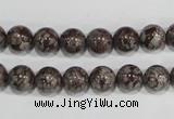 COB552 15.5 inches 8mm round red snowflake obsidian beads wholesale