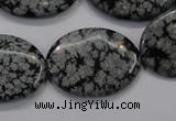 COB56 15.5 inches 22*30mm oval Chinese snowflake obsidian beads