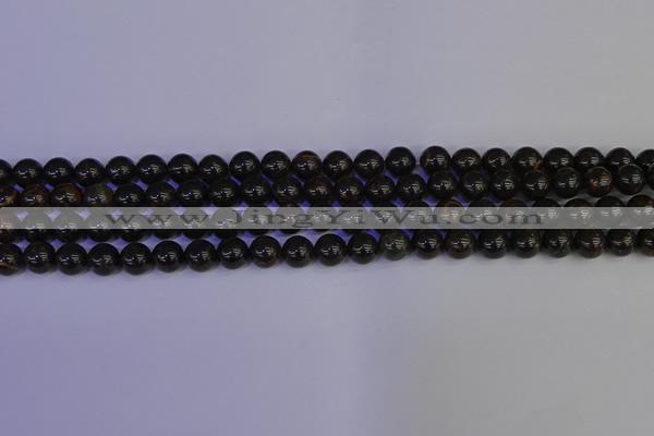 COB651 15.5 inches 6mm round gold black obsidian beads wholesale
