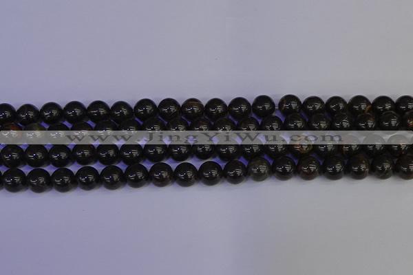 COB652 15.5 inches 8mm round gold black obsidian beads wholesale