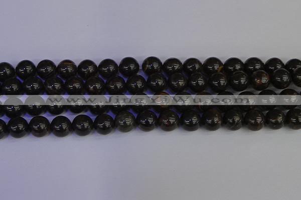 COB654 15.5 inches 12mm round gold black obsidian beads wholesale