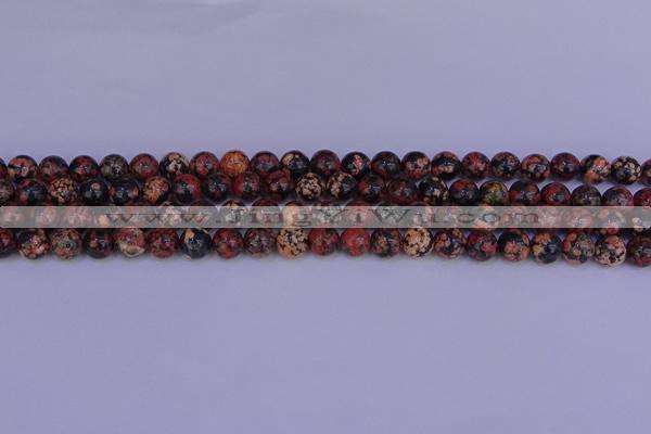 COB661 15.5 inches 6mm round red snowflake obsidian beads