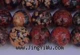 COB665 15.5 inches 14mm round red snowflake obsidian beads
