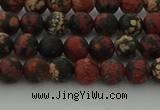 COB671 15.5 inches 6mm round matte red snowflake obsidian beads