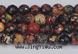 COB676 15.5 inches 4mm faceted round red snowflake obsidian beads