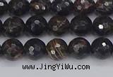 COB685 15.5 inches 6mm faceted round golden black obsidian beads