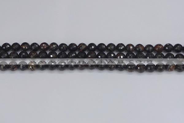 COB685 15.5 inches 6mm faceted round golden black obsidian beads