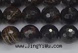COB687 15.5 inches 10mm faceted round golden black obsidian beads