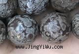 COB695 15.5 inches 14mm faceted round Chinese snowflake obsidian beads