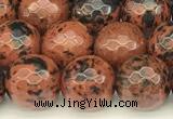 COB776 15 inches 8mm faceted round mahogany obsidian beads