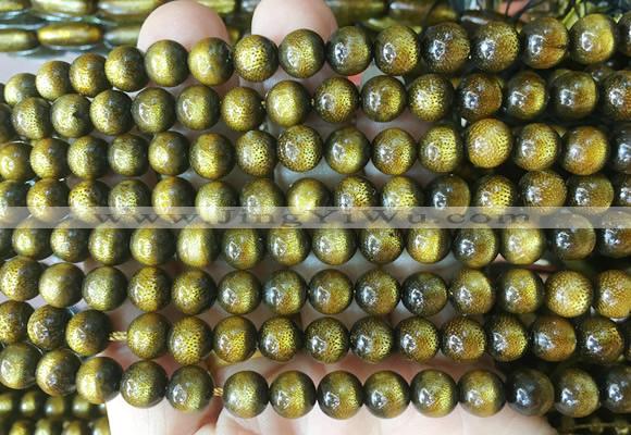 COBS06 15 inches 7mm round golden coral beads wholesale