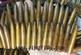 COBS15 Top drilled 10*50mm bullet golden coral beads wholesale