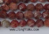 COJ1006 15.5 inches 6mm faceted nuggets pomegranate jasper beads
