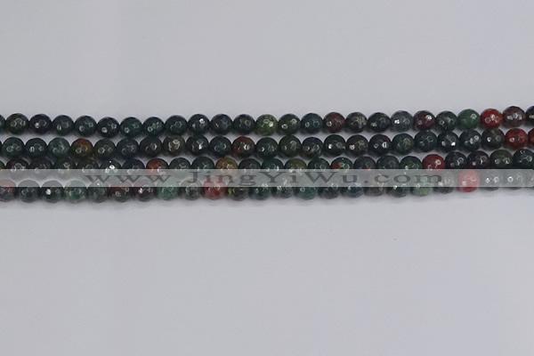 COJ310 15.5 inches 4mm faceted round Indian bloodstone beads