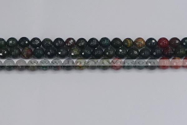 COJ312 15.5 inches 8mm faceted round Indian bloodstone beads