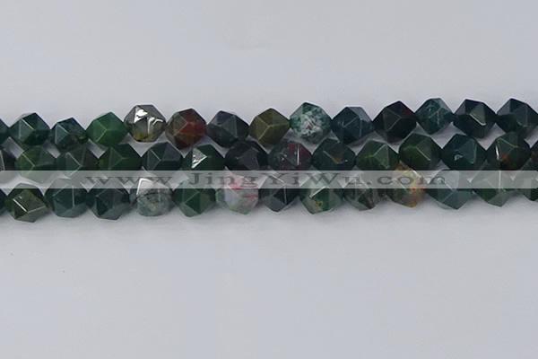 COJ323 15.5 inches 12mm faceted nuggets Indian bloodstone beads