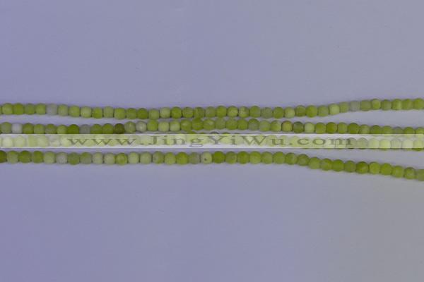 COJ400 15.5 inches 4mm round matte olive jade beads wholesale