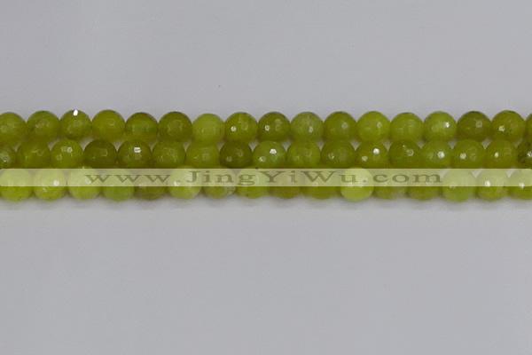 COJ411 15.5 inches 10mm faceted round olive jade beads