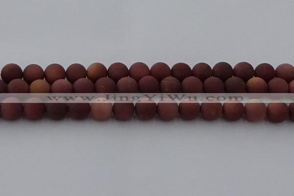 COJ474 15.5 inches 12mm round matte African blood jasper beads