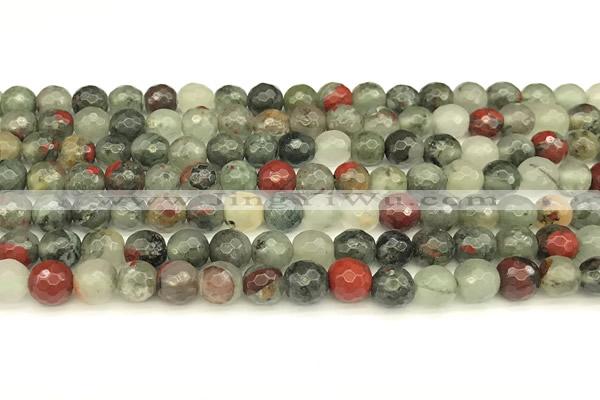 COJ495 15 inches 6mm faceted round blood jasper beads