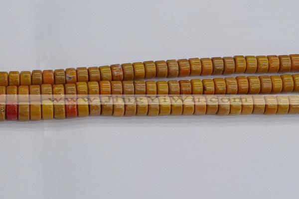 COJ621 15.5 inches 5*8mm heishi orpiment jasper beads
