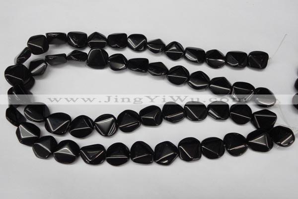CON100 15.5 inches 16mm cut coin black onyx gemstone beads