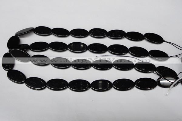 CON38 15.5 inches 14*24mm oval black onyx gemstone beads