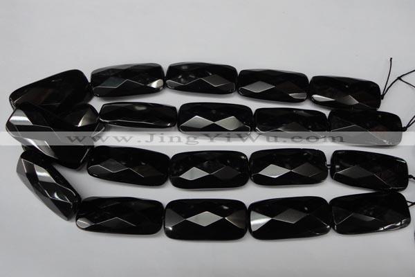 CON93 15.5 inches 20*40mm faceted rectangle black onyx gemstone beads