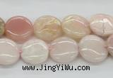 COP09 15.5 inches 14mm flat round natural pink opal beads wholesale