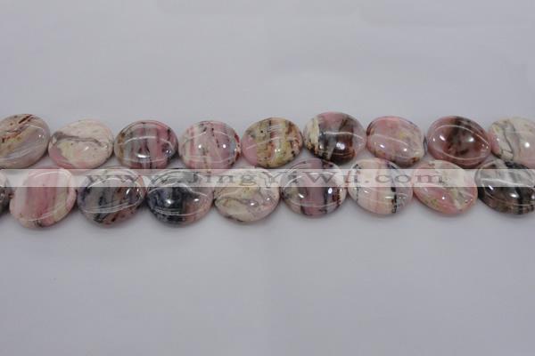 COP1262 15.5 inches 14mm flat round natural pink opal gemstone beads