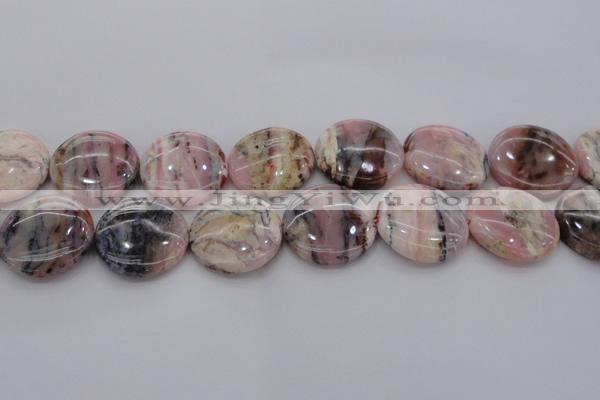 COP1267 15.5 inches 25mm flat round natural pink opal gemstone beads