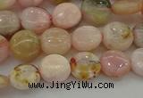 COP1293 15.5 inches 8mm flat round natural pink opal beads