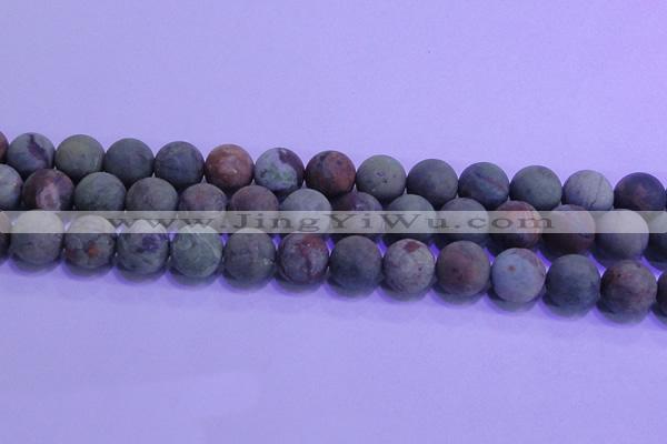 COP1354 15.5 inches 12mm round matte green opal gemstone beads