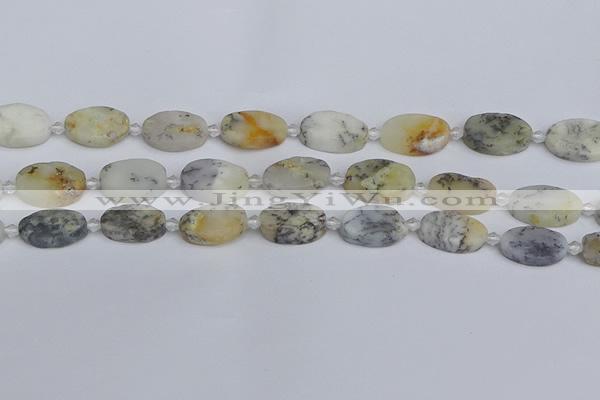COP1432 15.5 inches 12*18mm oval white opal gemstone beads
