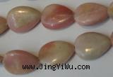 COP173 15.5 inches 13*18mm flat teardrop pink opal gemstone beads